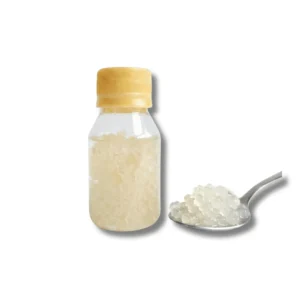 Nódulos de kéfir de agua transparentes en agua azucarada lista para fermentar