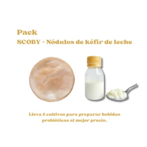 Nódulos Kéfir de leche y scoby de kombucha