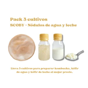 Nódulos Kefir de agua, kéfir de leche y Scoby de kombucha