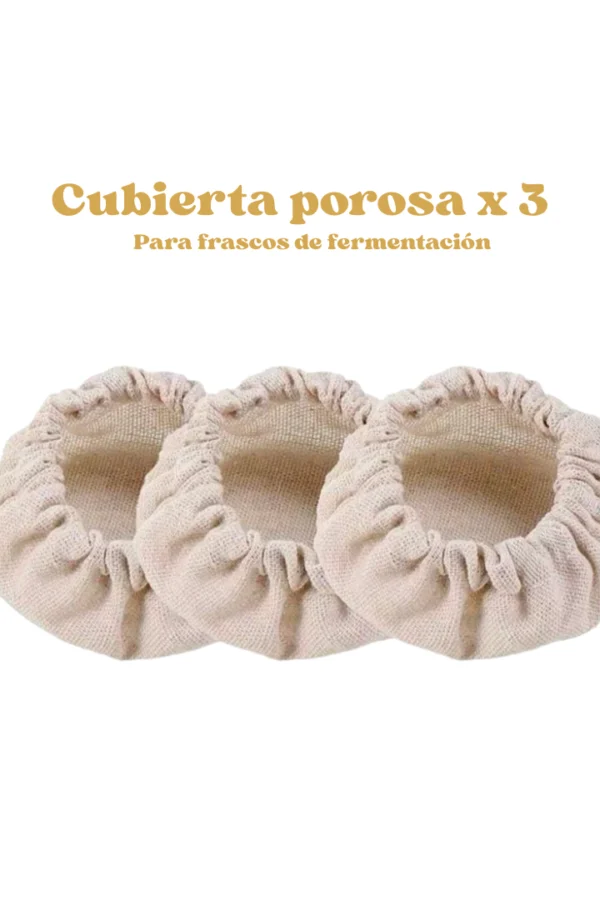 Cubierta-porosa-x3 para frasco de fermentación - nódulos - búlgaros - bacilos - kéfir de agua - kéfir de leche - cultivos vivos - artesanales