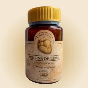 Frasco con cápsulas de Melena de León
