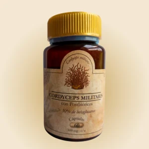 Frasco de cápsulas que contienen cordyceps militaris